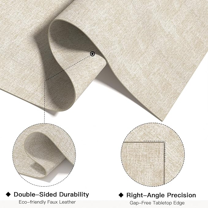 DOLOPL Placemats Set of 4, Reversible Wipeable & Heat Resistant Place Mats, Modern Faux Leather Table Mats for Kitchen, Neutral Waterproof Tablemats for Dining Table Decor, Wedding, Party(Beige)