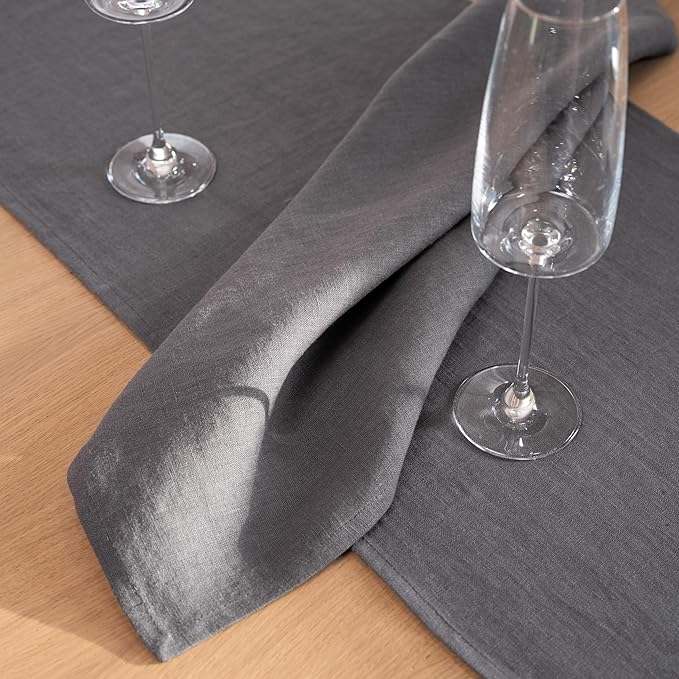 Linen Dinner Napkins 18 x 18 Inch - 100% Flax Linen Napkins - Stone Washed Pure Linen Cloth Napkins (Ash Grey, 18" x 18"(Set of 6))
