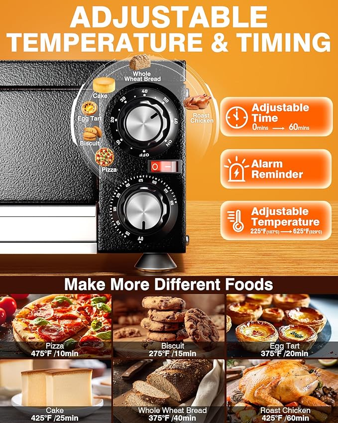 PYY Electric Pizza Oven Indoor Countertop Pizza Oven Commercial Pizza Maker Machine for Home with Timer Stainless Steel Pizza Cooker