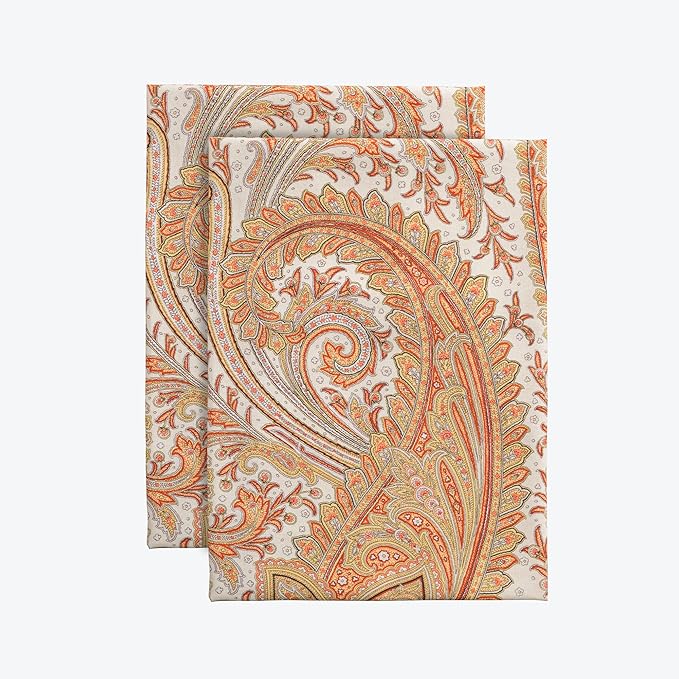 Maison d' Hermine Kitchen Towels Set of 2 100% Cotton 27.50" x 20" Reusable Cloth Tea Dish Towels Absorbent with Hanging Loop for Kitchen, Home, Dining, Cocktail Parties (Kashmir Paisley)