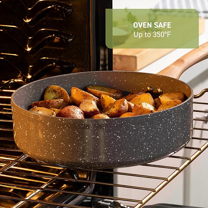 T-Fal Revive Ceramic Nonstick Frying Pan 12 Inch Skillet, Oven Safe to 350°F, Stay-Cool Handle, Grey Granite