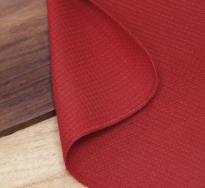 PurpleEssences Dish Cloths and Dish Rags - 8 Pack Waffle Weave Solid Kitchen Dish Wash Cloths, 100% Cotton, 12 x 12 Inches, Ultra Soft Absorbent Quick Drying - Christmas Holiday Winter - Red