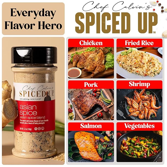 3 Pack Asian BBQ Seasonings and Rubs for Beef, Salmon & Chicken, Asian Seasoning with Pineapple Ginger & Chili Flakes Sesame Seeds, Scallions | Kosher, Non-GMO, Vegan, Gluten-Free - 5.3 Oz