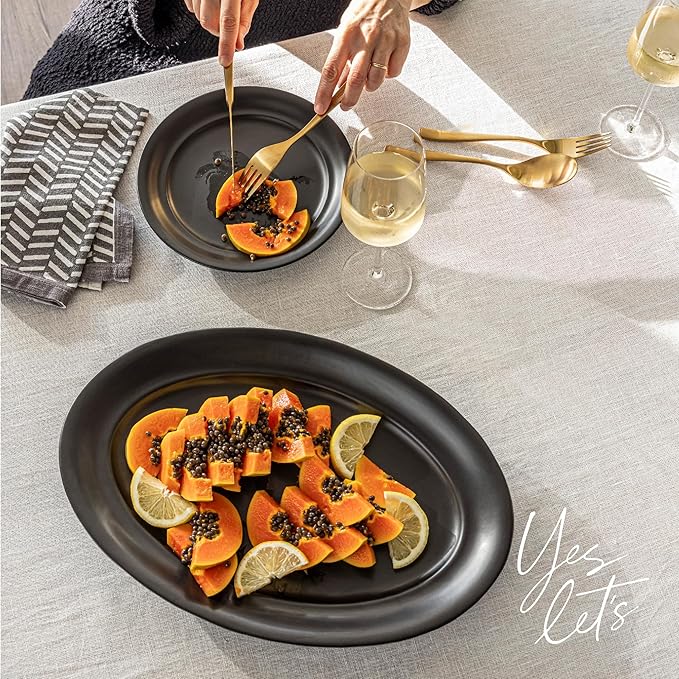 over&back 100%-Linen Woven Tablecloth - Colorful Dining Room Table Cover - Mitered Corner Hems - Machine Washable - Kitchen and Home Decor - Ivory - 70x108