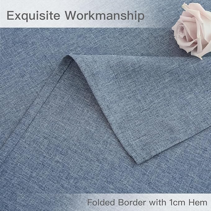 maxmill Square Linen Textured Tablecloth Waterproof Spillproof Wrinkle Free Slubby Textured Table Cloth for Dinner and Party Washable Wipeable Fabric Table Cover Decoration, 60 x 60 Inch, Demin Blue