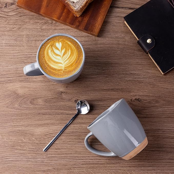 AmorArc 12oz Ceramic Coffee Mugs set of 6, Stylish Coffee Mugs with Rustic Terracotta Underside for Latte/Cappuccino/Milk/Cocoa, Dishwasher&Microwave Safe