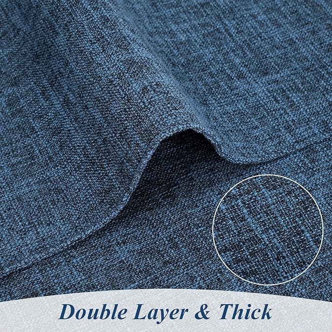 SHACOS Cloth Fabric Placemats Set of 4 Washable Non Slip Heat Resistant Table Mats Double Layer Reversible Place Mats Stain Resistant Indoor Outdoor, Dark Blue