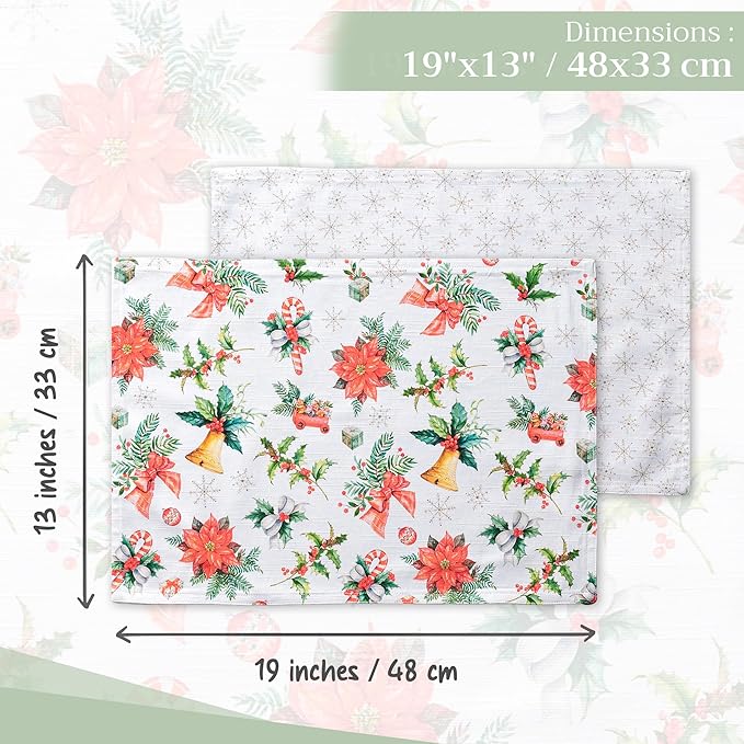 Maison d' Hermine Placemats Set of 4 100% Cotton Washable Cloth Place Mats, Reusable Table Mats for Thanksgiving Christmas Decorations Kitchen Dining Party Wedding Restaurant (Chromo, 13" x 19")