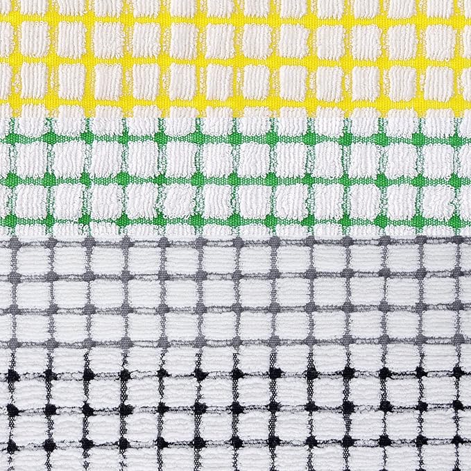 Kitinjoy Cotton 8 Pack Terry Kitchen Dish Cloths, 12 x 12 Inches Super Soft and Absorbent Dish Rags, Quick Drying Dish Towels for Washing Dishes, Multi-Colored