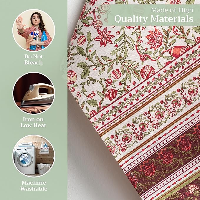 Maison d' Hermine Kitchen Towels Set of 3 100% Cotton 20" x 27.5" Reusable Cloth Tea Dish Towels Absorbent with Hanging Loop for Kitchen Dining Thanksgiving Christmas Decorations (Reveillon Au Jardin)