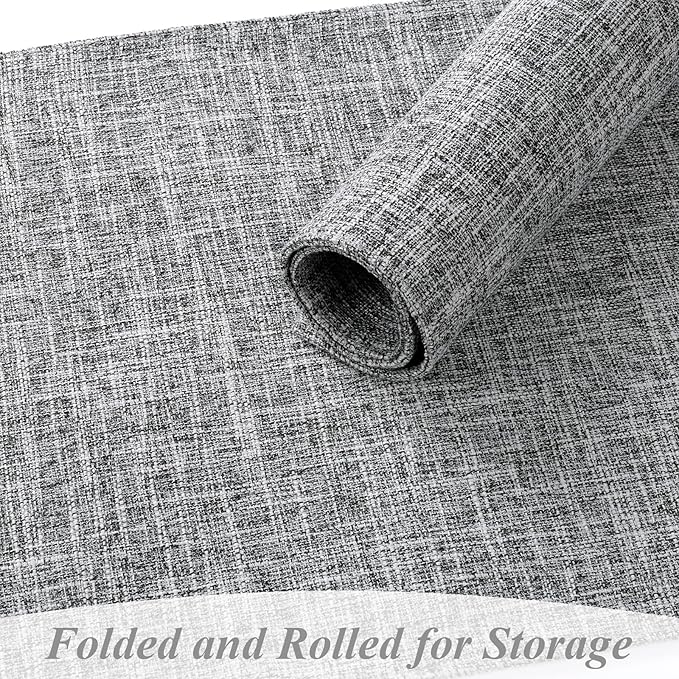 SHACOS Fabric Placemats Set of 6 Washable Heat Resistant Place Mats Non Slip Thick Cloth Placemats Reversible Table Mats Indoor Outdoor Home Wedding Table Decor, Light Grey White