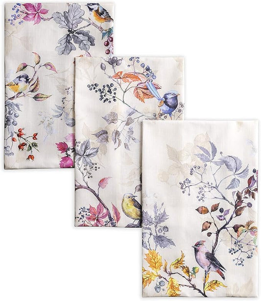 Maison d' Hermine Kitchen Towels Set of 3 100% Cotton 20" x 27.5" Reusable Cloth Tea Dish Towels Absorbent with Hanging Loop for Kitchen Dining Thanksgiving Christmas Decorations (Equinoxe - Beige)