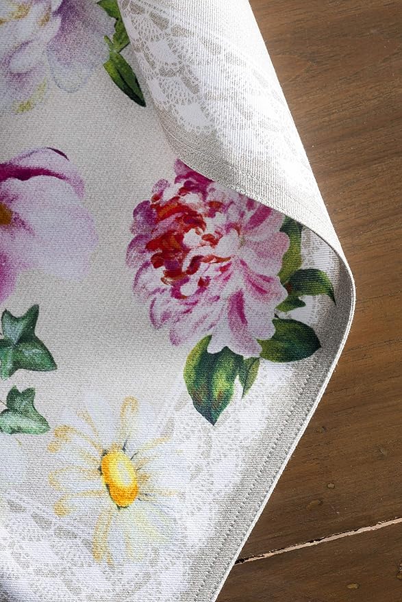 Maison d' Hermine Placemats Set of 4 100% Cotton Washable Cloth Place Mats, Reusable Table Mats for Kitchen Dining Decoration, Party, Wedding, Restaurant Spring/Summer (Pivoine, 13" x 19")