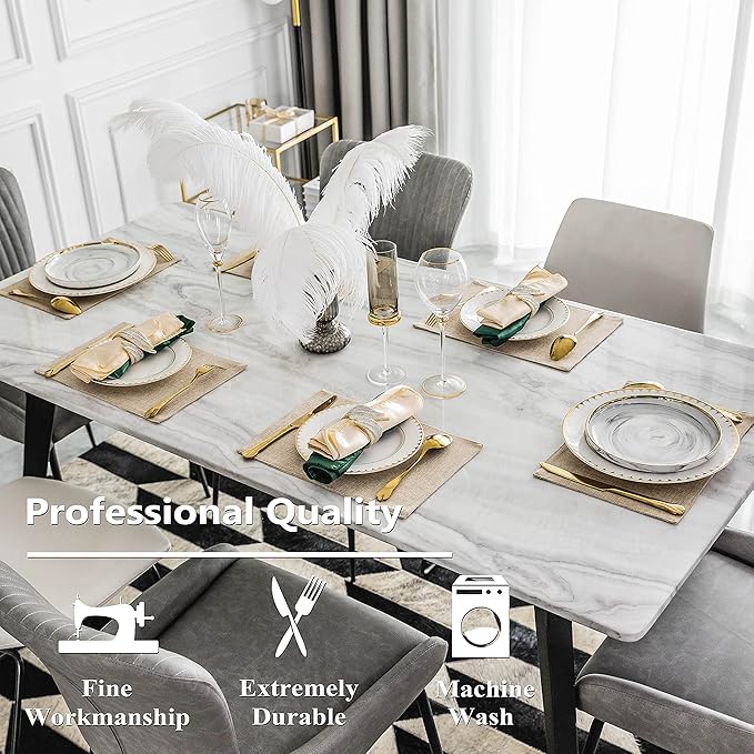 Home Brilliant Burlap Linen Placemats Set of 6 Plate Mats Heat Resistant Dining Table Cloth Placemats Washable Kitchen Table Mats for Holiday Dinner, 13x19 inch, Light Linen