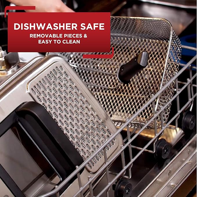 T-fal 3.5L Stainless Steel Deep Fryer with Basket for Home Use, 1700W, Deep Fryer with Oil Filtration, Temp Control, Digital Timer