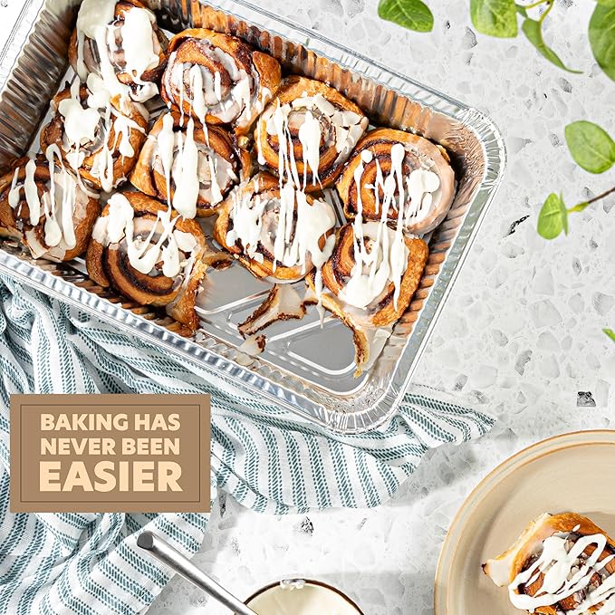 PLASTICPRO 10 Pack Aluminum Pans 12.5'' x 9" Disposable Pans with Covers Heavy Duty 8 lb Foil Pans for Baking and Cooking