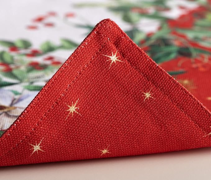 Maison d' Hermine Placemats Set of 4 100% Cotton Washable Cloth Place Mats, Reusable Table Mats for Thanksgiving Christmas Decorations Kitchen Dining Party Wedding Restaurant (Noel, 13" x 19")
