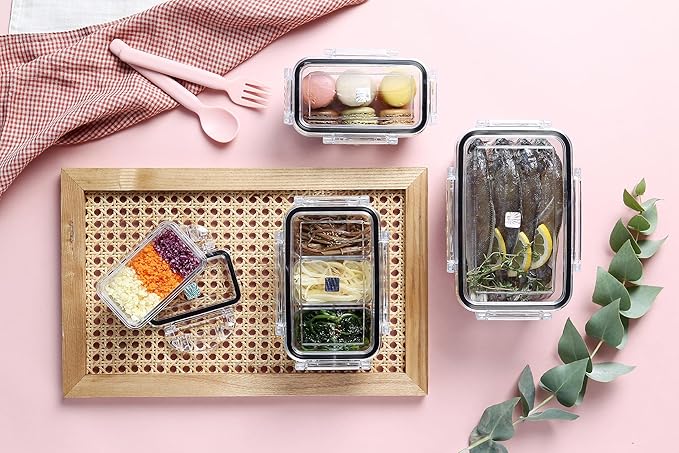 Airtight Food Storage Container with Lid(21.5 oz, 3 Removable Boxes) - Tritan 100% | BPA-Free | Candy and Nuts Organizer| Fruits, Vegetables, Snacks | Travel, Party and Picnic | Meal Prep| Lunch box