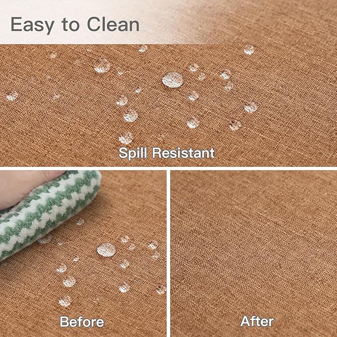 maxmill Fall Rectangular Tablecloth Stain Resistant Waterproof Wrinkle Resistant Spillproof Washable Slubby Textured Table Cloth for Dining Room Harvest Thanksgiving Parties, 60 x 140 Inch, Amber