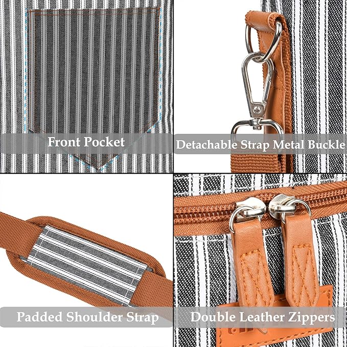 Tirrinia 2 Bottle Wine Gift Tote Carrier - Leakproof & Insulated Padded Versatile Wine Cooler Bag for Travel, BYOB Restaurant, Wine Tasting, Party, Dinner,Gift for Wine Lovers, Black Stripe