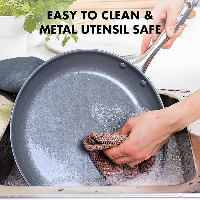 GreenPan Lima Hard Anodized Healthy Ceramic Nonstick 12 Piece Cookware Pots and Pans Set, PFAS-Free, Oven Safe, Gray