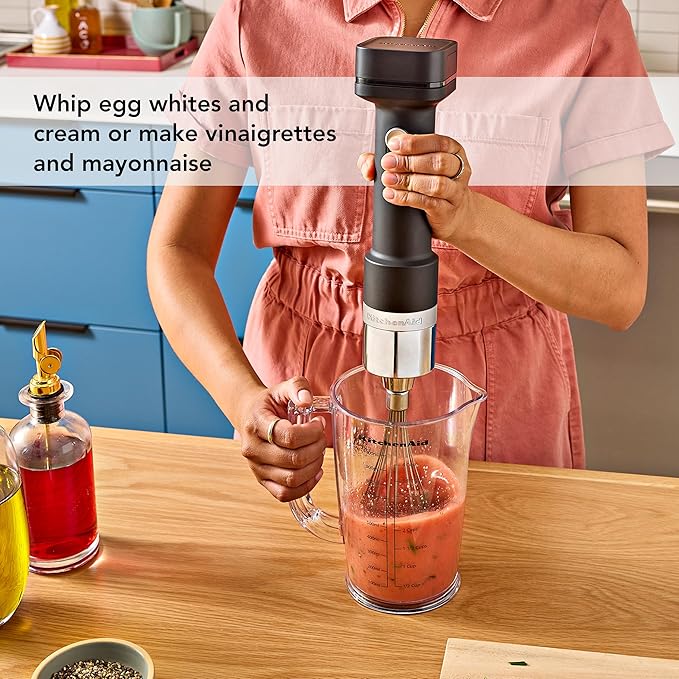 KitchenAid Go Cordless Hand Blender with Accessories - battery included, KHBRV75, Black Matte