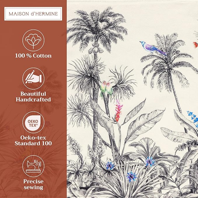 Maison d' Hermine Placemats Set of 4 100% Cotton Washable Cloth Place Mats, Reusable Table Mats for Thanksgiving Christmas Decorations Kitchen Dining Party Wedding Restaurant (Amazonia, 13" x 19")