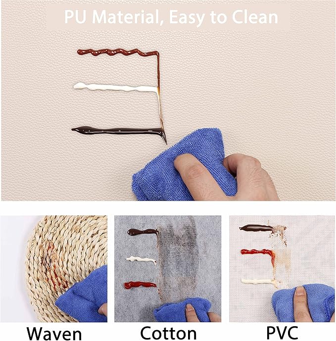 Set of 8 Faux Leather Placemats, PU Table Mats, Waterproof, Stain Resistant, Heat Resistant, Non-Slip Easy to Clean for Kitchen Dining Table,Conference Table, Beige