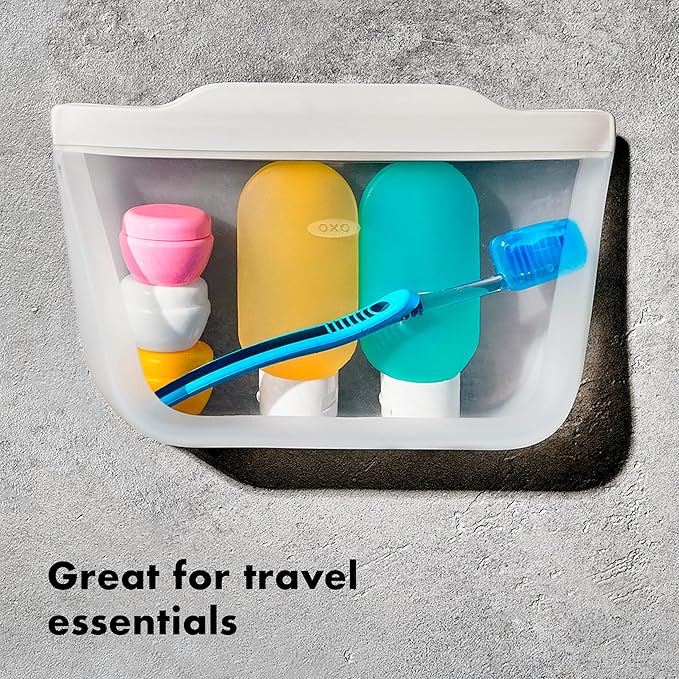 OXO Good Grips Silicone Reusable Bag – Stand-Up Snack (12 oz) – Oat