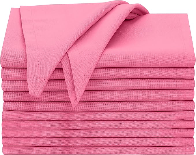 Ruvanti Cloth Napkins Set of 12, 18x18 Inches, 100% Cotton, Washable, Soft & Absorbent, Perfect for Wedding, Christmas, ‎Thanksgiving Dinners - Pink