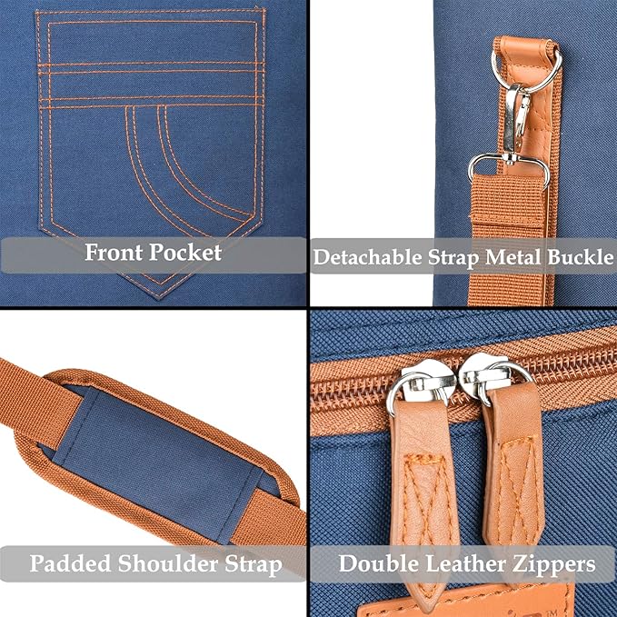 Tirrinia 4 Bottle Wine Gift carrier - Insulated & Padded Portable Versatile Wine Carrying Cooler Tote Bag for Travel, BYOB Restaurant, Wine Tasting, Party, Gift for Wine Lovers, Dark Blue