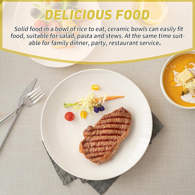 Plates and Bowls Sets, 12 Pieces Modern Stoneware Dinnerware Set for 4 Kitchen Dinner Set Ceramic Dishware Dishes Set Microwave and Dishwasher Safe (White)