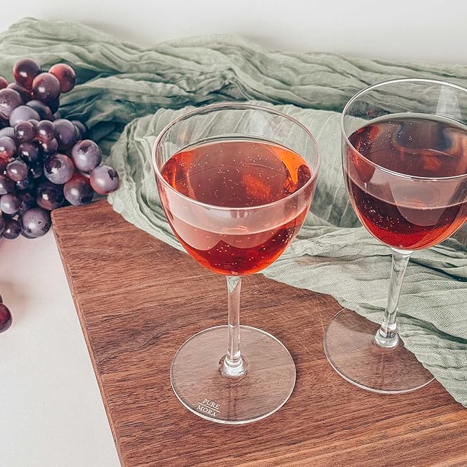 PURE MORA Nick and Nora Glasses, Set of 4-6oz - Smaller Cocktail Glass for Bijou, Old Pal, Aperitifs, Negroni, Vermouth, Wine, etc. Hand Blown Premium Crystal - Classic Bartender Mixology Glassware