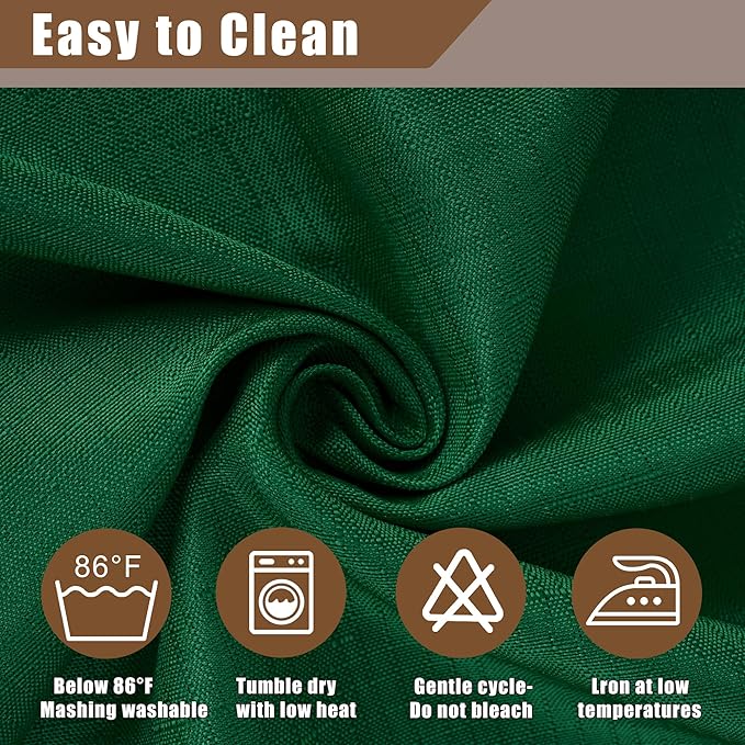 Fitable 2 Pack Faux Linen Christmas Tablecloths, Burlap Textured Fabric Table Cloth Rectangle, Decorative Table Covers for Winter Holiday Dinner Party Farmhouse (Hunter Green, 60 x 84 Inch)