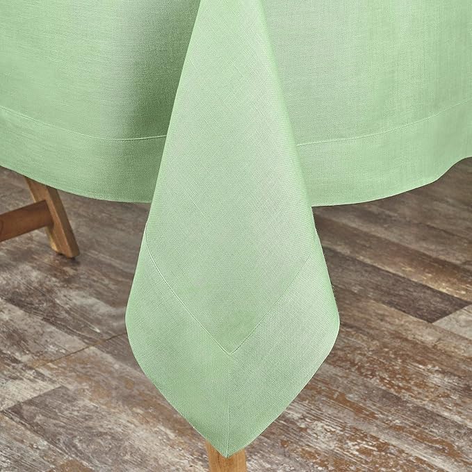 D'Moksha Homes Sage Green Linen Tablecloth 54 x 72 Inch - 100% Pure Linen Tablecloth for Rectangle Tables - Machine Washable Table Cloth for Fall, Autumn and Halloween