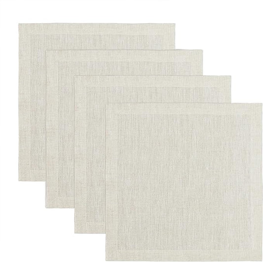 Solino Home Linen Square Placemats Set of 4 - Light Natural Placemats 14 x 14 Inch - 100% Pure Linen Table Mats for Fall, Autumn, Thanksgiving - Athena