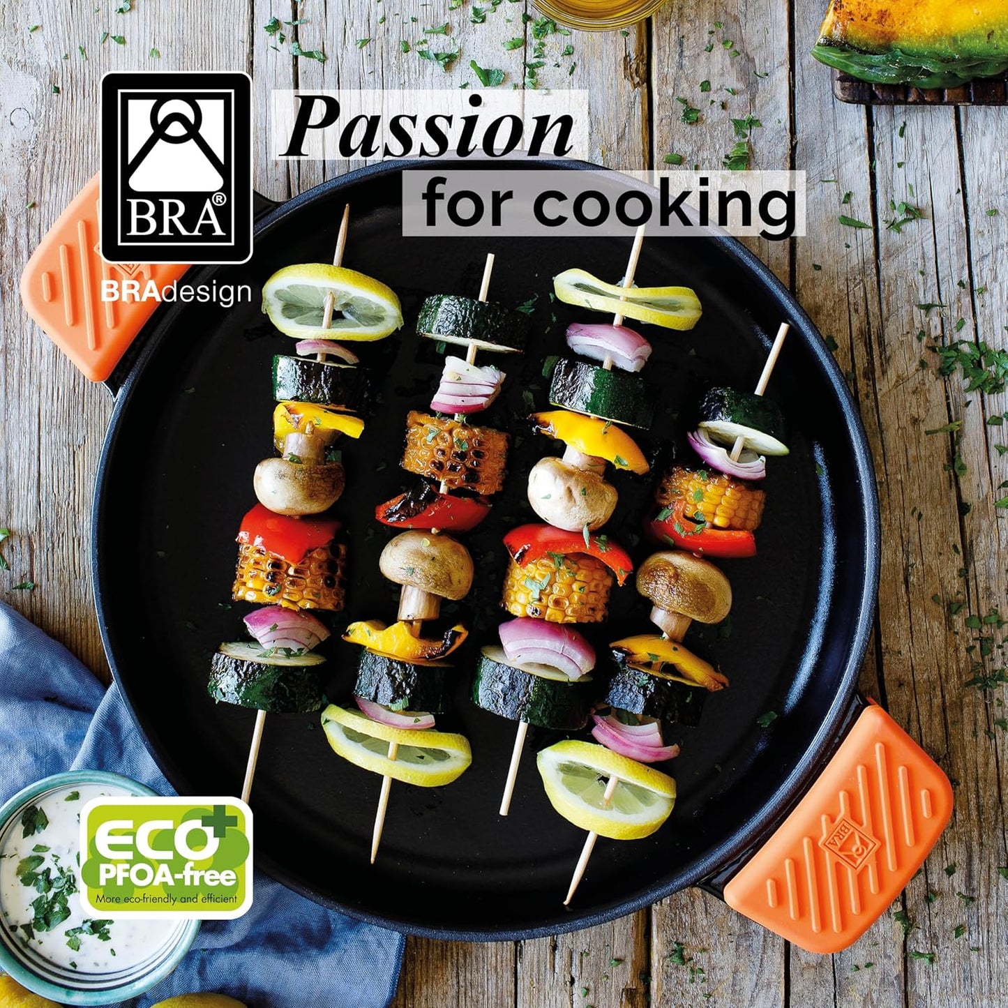 BRA COOKWARE Efficient Iron Rectangular Ribbed Grill | 13 inches x 8.7 inches Cast Iron Rectangular Griddle | All Heat Sources Compatible | PFOA Free | W/o Non-Stick | Silicon Handle | Non Deformable