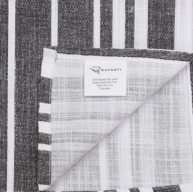 RUVANTI Cloth Napkins Set of 12 Cotton 100%, 20x20 Inches Napkins Cloth Washable, Soft, Absorbent. Cotton Napkins for Parties, Christmas, Thanksgiving, Weddings, Dinner Napkins Cloth - Grey Stripes