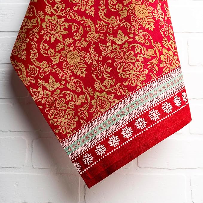 Maison d' Hermine Kitchen Towels Set of 3 100% Cotton 20" x 27.5" Reusable Cloth Tea Dish Towels Absorbent with Hanging Loop for Kitchen Dining Thanksgiving Christmas Decorations (Sofia)