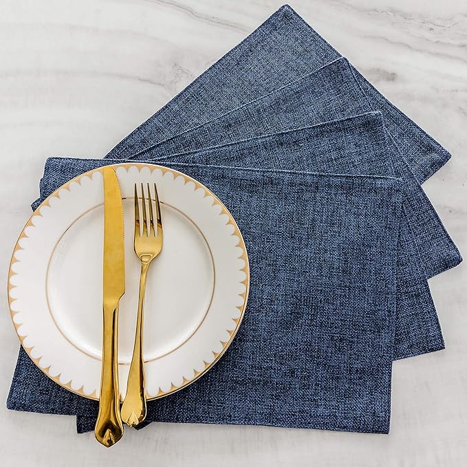 Home Brilliant Set of 6 Placemats Heat Resistant Dining Table Place Mats Kitchen Table Mats, Navy Blue