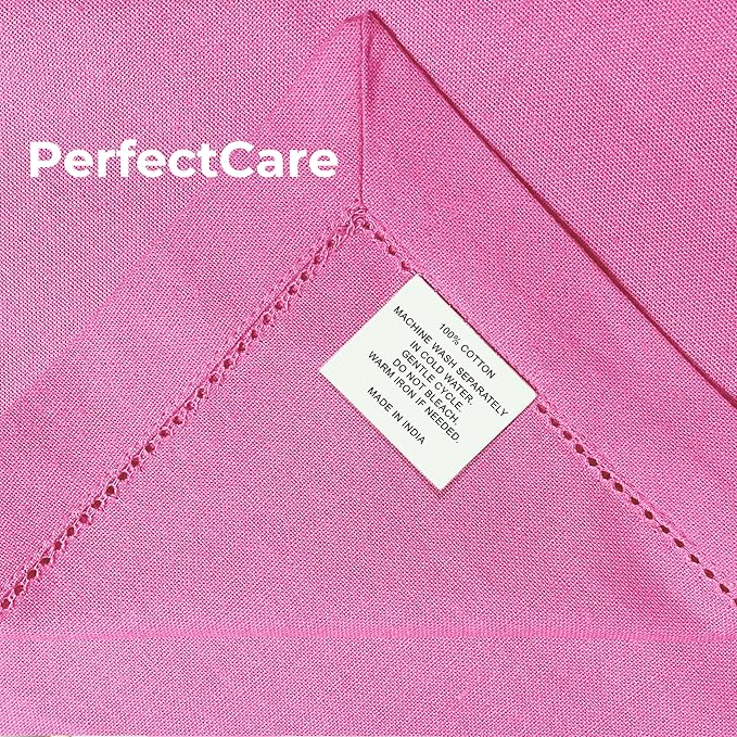 Bedding Craft Cotton Cloth Napkins Set of 12 – 18x18 Wild Orchid Design Hemstitched – Machine Washable Dinner Napkins for Weddings, Thanksgiving, Christmas & Daily Dining