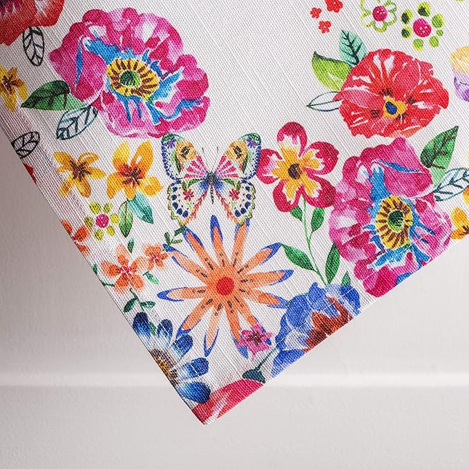 Maison d' Hermine Kitchen Towels Set of 3 100% Cotton 27.50" x 20" Reusable Cloth Tea Dish Towels Absorbent with Hanging Loop for Kitchen, Cocktail Parties Spring/Summer (Happy Florals - High Summer)