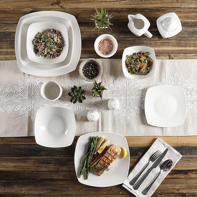 Gibson Home Zen Buffetware 39 Piece Dinnerware Set , White