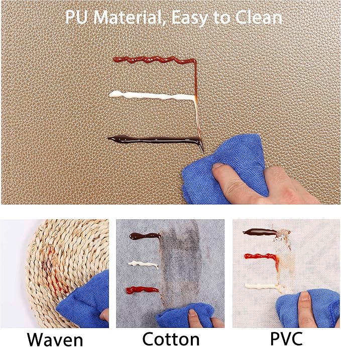 Set of 8 Faux Leather Placemats, PU Table Mats, Waterproof, Stain Resistant, Heat Resistant, Easy to Clean for Kitchen Dining Table,Conference Table