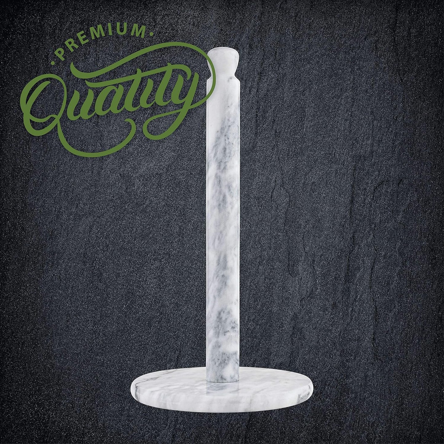 Homeries Marble Paper Towel Holder – Deluxe Upright Towel Dispenser for Kitchen Countertop, Cabinet & Bathrooms – Non Steel & Non Plastic Design – Heavy Duty, Solid Paper Towel Holder Stand (White)