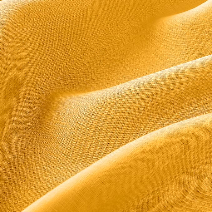 D'Moksha Homes Linen Tablecloth 60 x 90 Inch - 100% Pure Linen Sunflower Yellow Tablecloth for Rectangle Tables - Machine Washable Table Cloth for Summer, Fall and Halloween