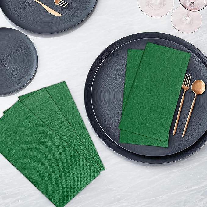 Ruvanti Cloth Napkins Set of 4, 18x18 Inches Napkins Cloth Washable, Soft, Durable, Absorbent, Cotton Blend. Table Dinner Napkins Cloth for Hotel, Lunch, Restaurant, Wedding Parties - Dark Green