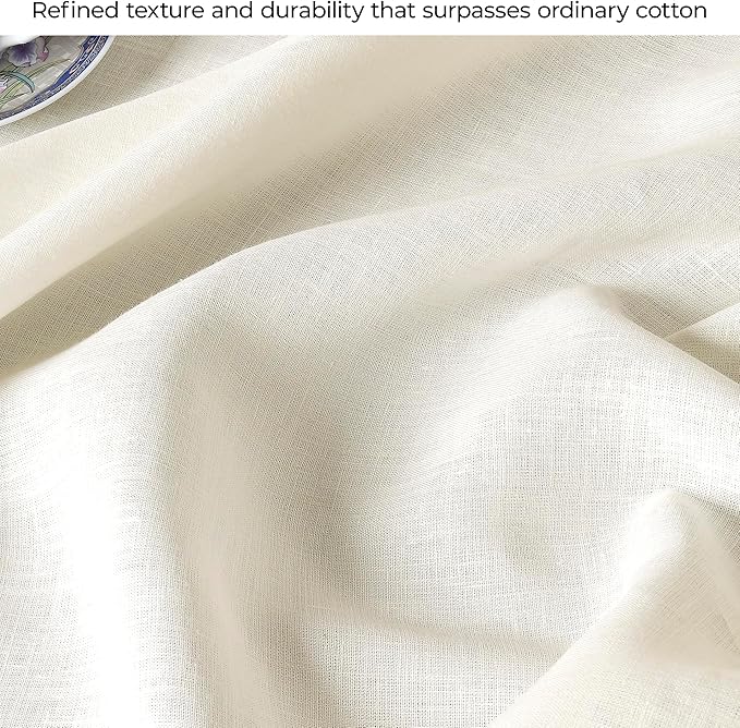 D'Moksha Homes Ivory Linen Tablecloth 60 x 120 Inch - 100% Pure Linen Tablecloth for Rectangle Tables - Machine Washable Table Cloth for Fall, Autumn and Halloween