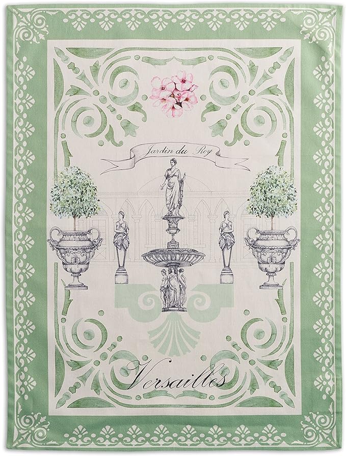 Maison d' Hermine Kitchen Towels Set of 2 100% Cotton 27.50" x 20" Reusable Cloth Tea Dish Towels Absorbent with Hanging Loop for Kitchen, Home, Dining, Cocktail Parties Spring/Summer (Jardin Du Roy)