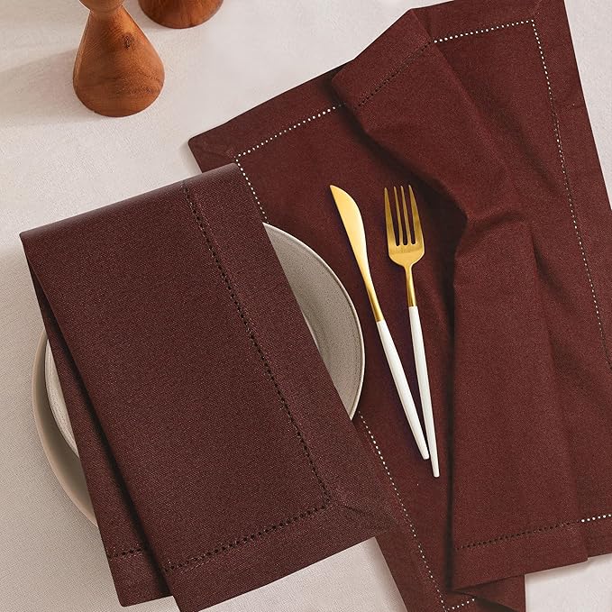 Bedding Craft Cotton Cloth Dinner Napkins Set of 12 – 18x18 Poppy Red with Frayed Fringe – Machine Washable Fabric Napkins for Weddings, Baby Showers, Parties & Daily Dining